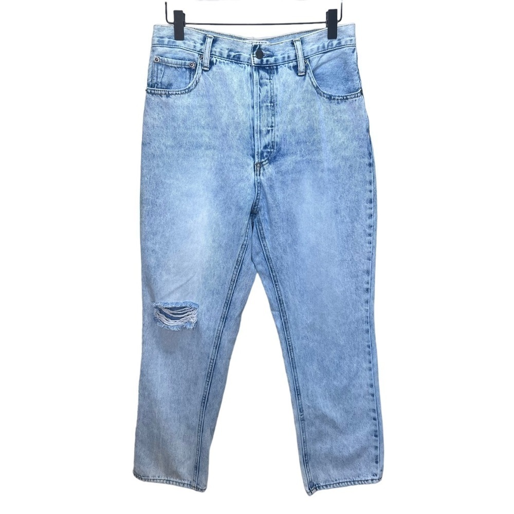 Twelve by Onetwelfth Blue Distressed High Rise Cropped Jeans Size 29 Button Fly
